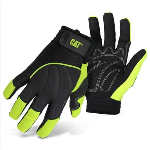 GLOVE CAT012224X HI-VIS PRO SERIES MECHANICS , SYNTHETIC LEATHER PADDED PALM , TOUCH SCREEN READY