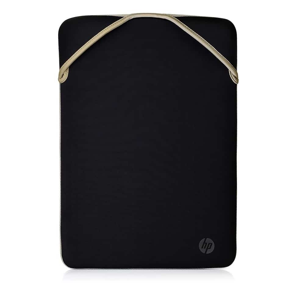 195161359613.jpg HP NOTEBOOK 15.6 CARRY CASE NEOPRENE REVERSIBLE PROTECTIVE SLEEVE BLACK / GOLD - Image 1