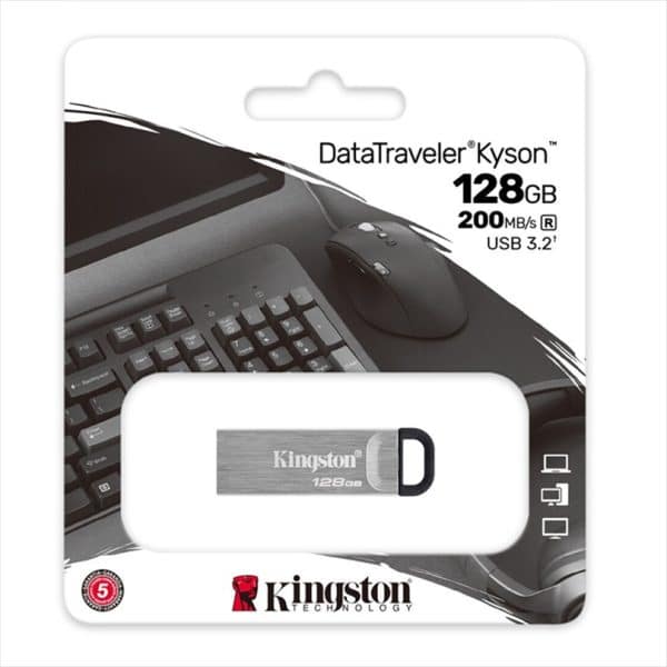 KINGSTON 128GB DATATRAVELER KYSON 200MB/S USB3.2 METAL/SILVER