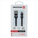 SWISSTEN BRAIDED MICRO USB 2M 3A BLK