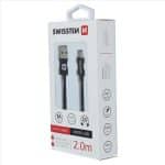 SWISSTEN BRAIDED MICRO USB 2M 3A BLK - Image 2