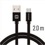 SWISSTEN BRAIDED MICRO USB 2M 3A BLK - Image 3