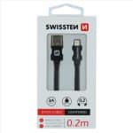 SWISSTEN BRAIDED USB LIGHTNING 0.2M 3A BK