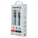 SWISSTEN BRAIDED USB LIGHTNING 0.2M 3A BK - Image 2
