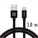 SWISSTEN BRAIDED MICRO USB 3M 3A BLK - Image 3