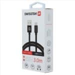 SWISSTEN BRAIDED USB TYPE-C 3M 3A BLK - Image 2