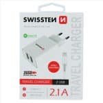 SWISSTEN CHARGER 2 USB + LIGHTNING 2.1A WHITE