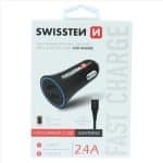 SWISSTEN CAR CHARGER LIGHTING + USB 2.4A
