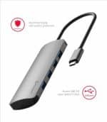 SWISSTEN USB-C HUB 4-IN-1 4x USB 3.0 ALUMINIUM - Image 3
