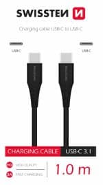 SWISSTEN 1M USB-C TO USB-C 3A BLACK - Image 2