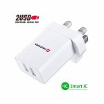 SWISSTEN CHARGER 2 USB 2.1A WHITE UK PLUG - Image 2