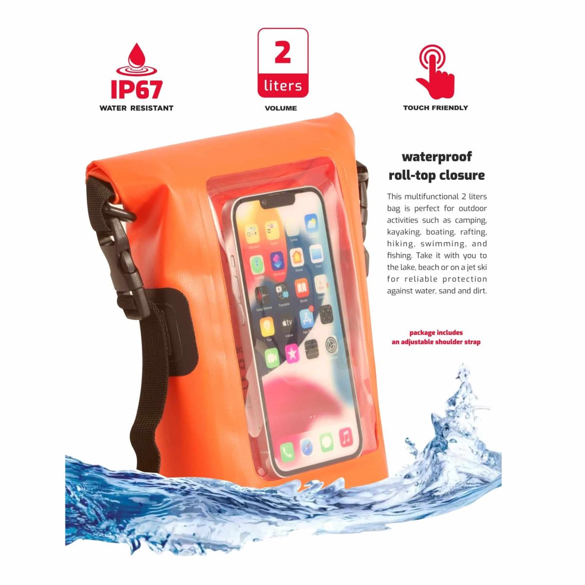 SWISSTEN WATERPROOF FLOATING CASE 2 LITERS ORANGE - Image 2
