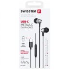 SWISSTEN USB-C  METALLIC EARPHONES BLACK FOR ALL SMARTPHONES