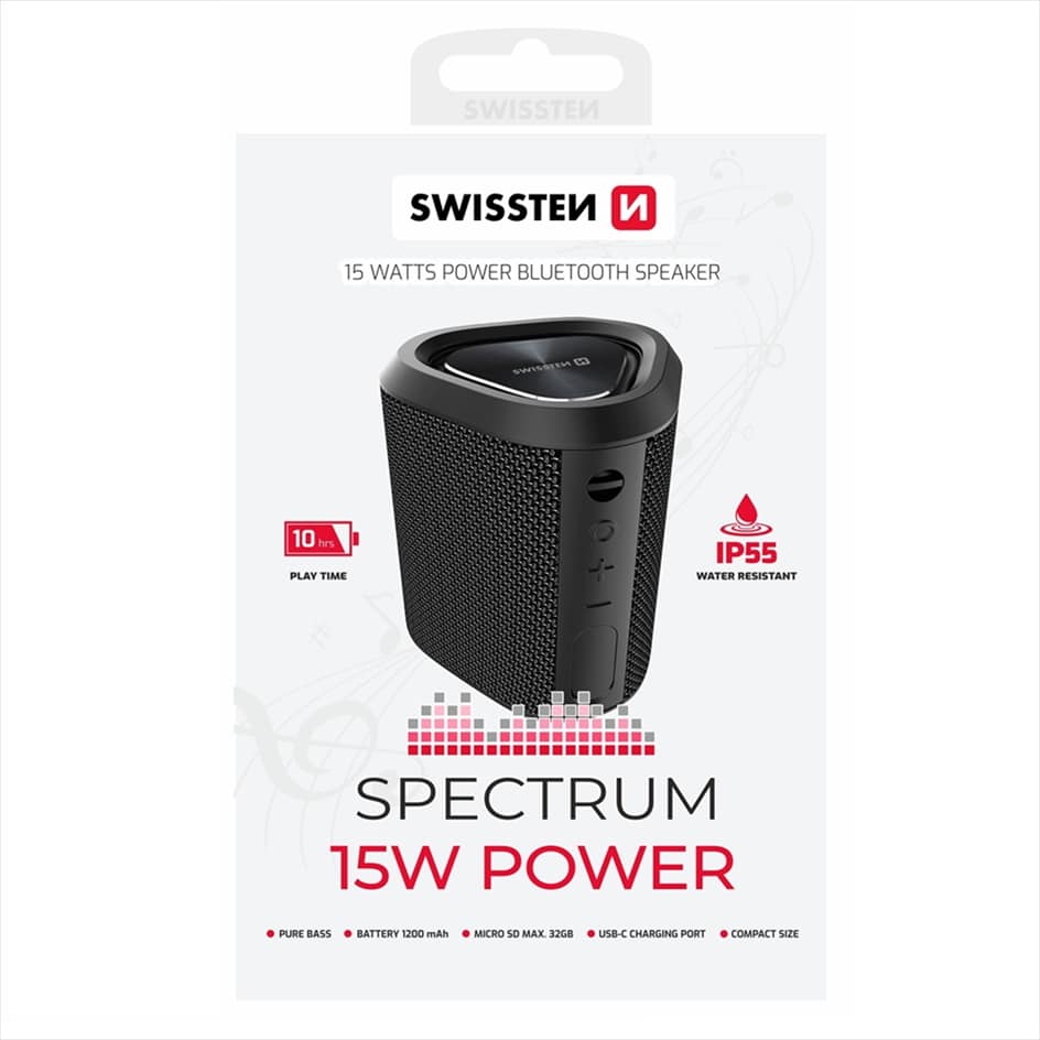 8595217488595.jpg SWISSTEN SPECTRUM 15W BLUETOOTH SPEAKER BLACK - Image 1