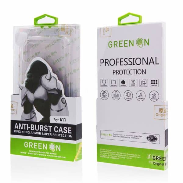 SAMSUNG A41 GREEN ON ANTI-BURST CLEAR CASE