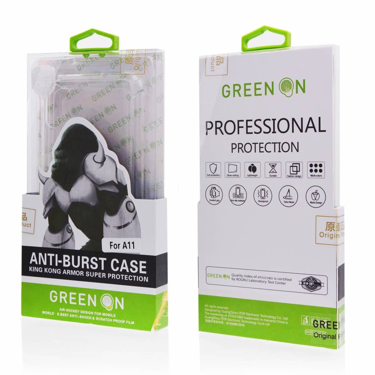 SAMSUNG A02S GREEN ON ANTI-BURST CLEAR CASE - Image 1