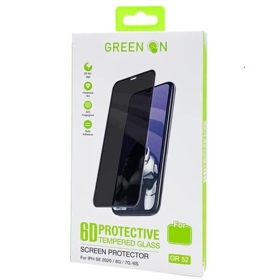 IPHONE 14 / 13 / 13 PRO GREEN ON 3D PRIVACY PROTECTIVE TEMPERED GLASS GR52