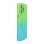 ENKAY IPHONE 16 PRO MAGSAFE RAINBOW SILICON CASE WITH CAMERA PROTECTION GREEN BLUE