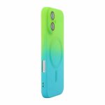 ENKAY IPHONE 16 PLUS MAGSAFE RAINBOW SILICON CASE WITH CAMERA PROTECTION GREEN BLUE