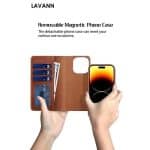 SAMSUNG S25 ULTRA LAVANN MAGNETIC 2 IN 1 PROTECTION LEATHER CASE BLACK - Image 4