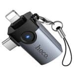 HOCO UA46D VICTORY OTG ADAPTER IP MALE / TYPE C MALE TO USB-A FEMALE 2 - IN - 1 ADAPTER