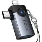 HOCO UA46D VICTORY OTG ADAPTER IP MALE / TYPE C MALE TO USB-A FEMALE 2 - IN - 1 ADAPTER - Image 3