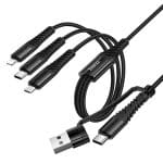 HOCO X123 VICTORY DATA CABLE USB-A / USB-C TO  3in1 IP / C / MICRO BLACK