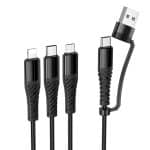HOCO X123 VICTORY DATA CABLE USB-A / USB-C TO  3in1 IP / C / MICRO BLACK - Image 2