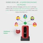 DORO LEVA E30 BLACK FLIP MOBILE PHONE - Image 4