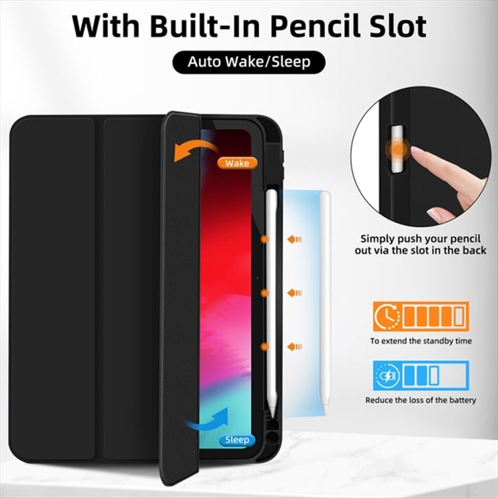 EDA006523502E.jpg IPAD 10th 2022 / 11th 2025 A16 10.9 LUXURY SMART TABLET CASE WITH PEN SLOT BLACK - Image 1